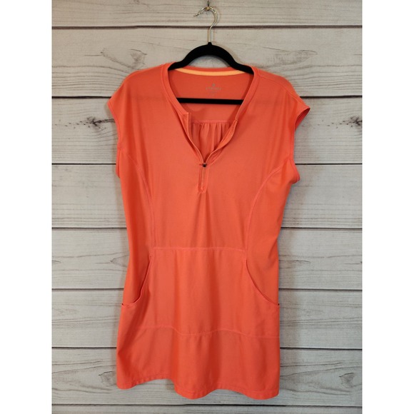 Athleta Women's‎ Orange Wick It Tee Cover Up Long Tunic Short Sleeve Top Large - Picture 1 of 6